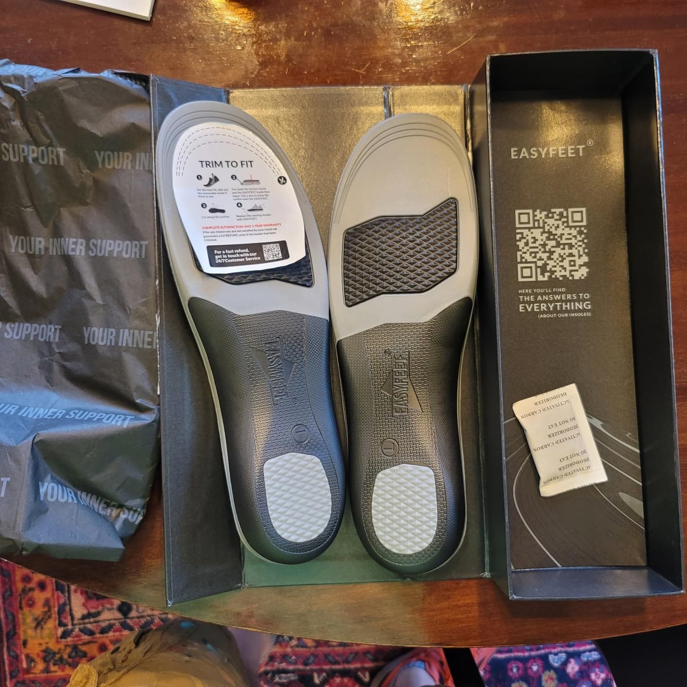 Customer photo review of EASYFEET Black Onyx - Premium Firm Arch Support Insoles for Daily Wear (High Arch)