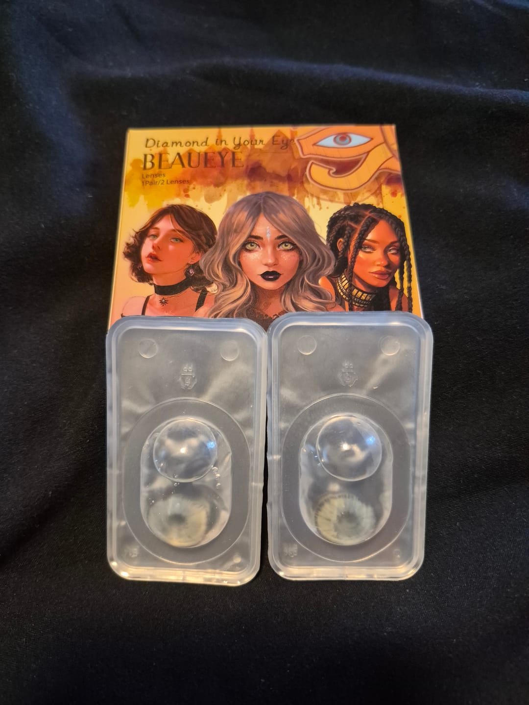 Customer photo review of Radella Sky Blue Prescription Colored Contact Lenses