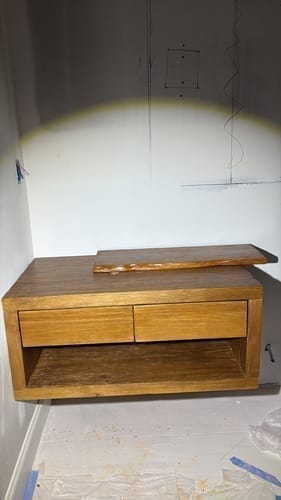 Customer photo review of Sculptural Solid Wood Console — Modern Art Entry Table