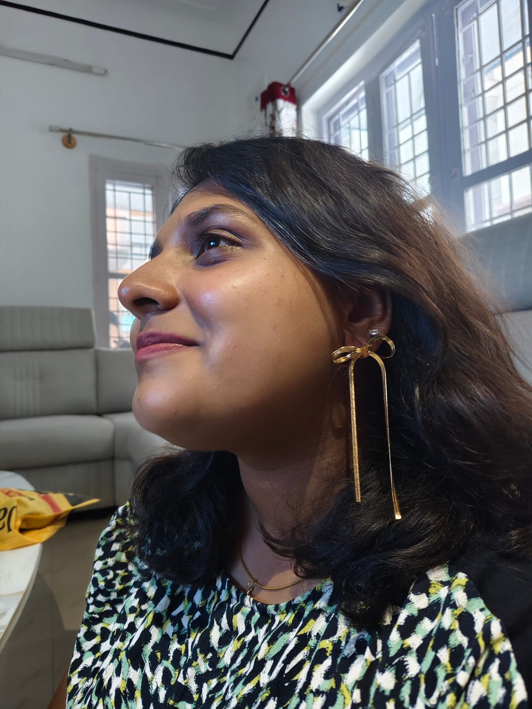 Customer photo review of Golden Bows Dangler Earrings