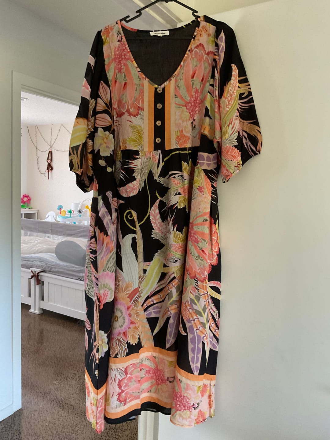 Customer photo review of Noella Midi Dress in Black Floral