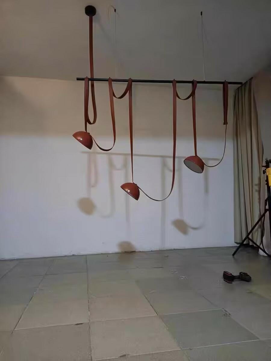 Customer photo review of Metal Dome Pendant Light, Fabric Wrapped Cord, Black or Orange