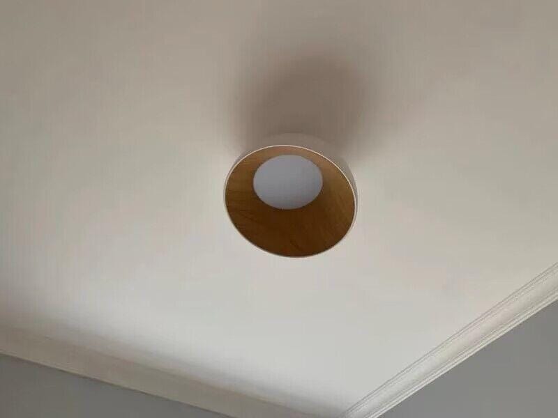Customer photo review of Dome Ceiling Light, Black or White Metal, Oak Interior