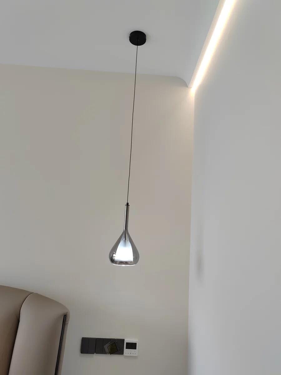 Customer photo review of Glass Pendant Light, Polished Gold Frame, 20 cm Shade