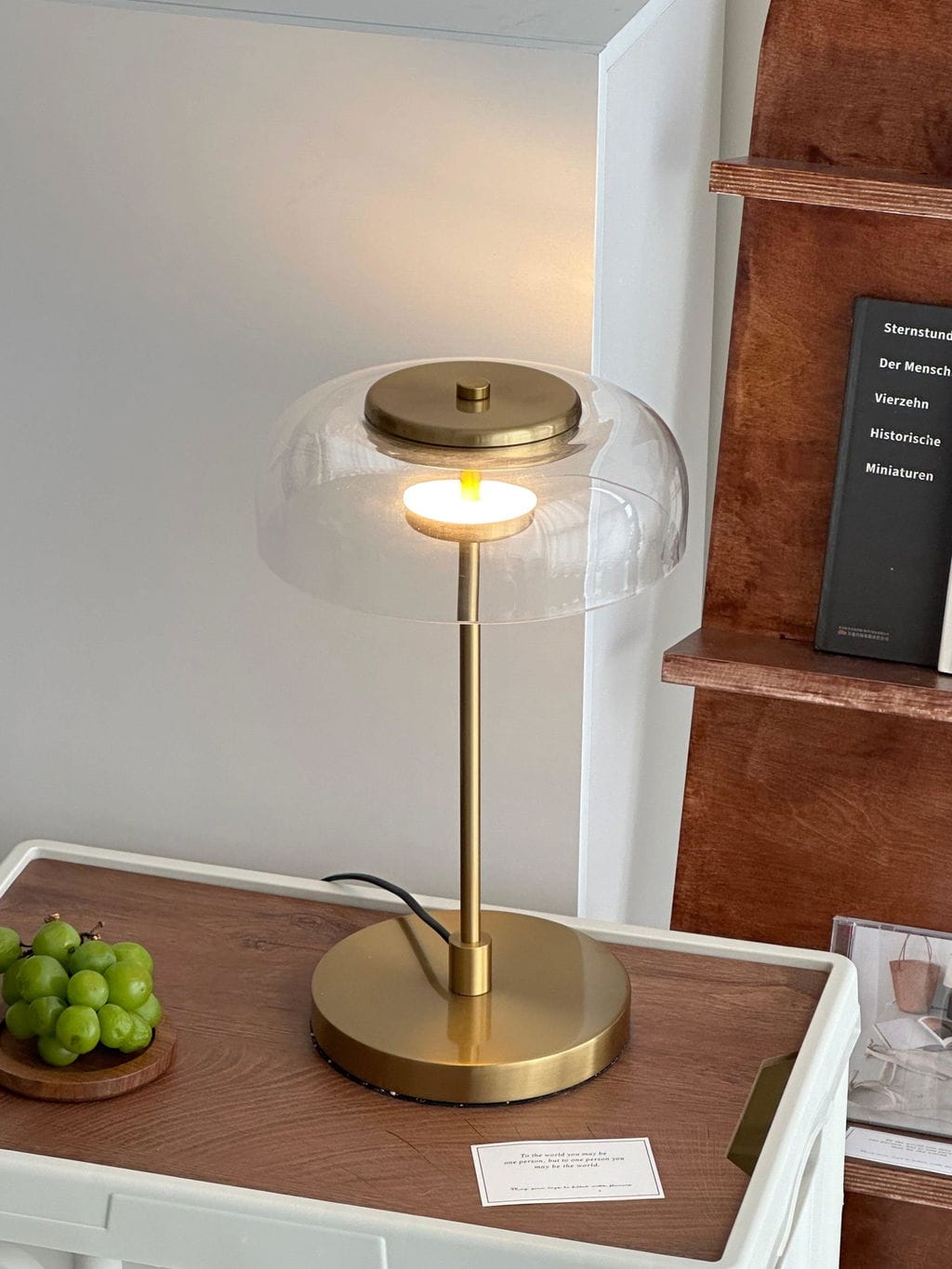 Customer photo review of Brass and Glass Table Lamp, Integrated LED, Plug In, 47 cm Tall