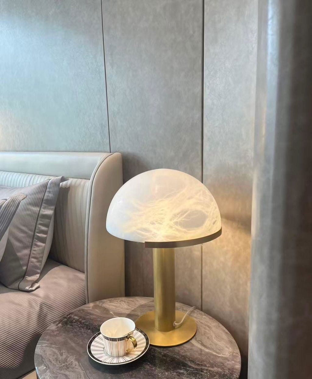 Customer photo review of Prong Set Alabaster Table Lamp, Gold or Black Base, 50 cm