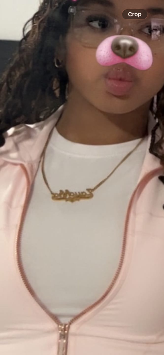 Customer photo review of Diamond Cut Love Heart Name Necklace