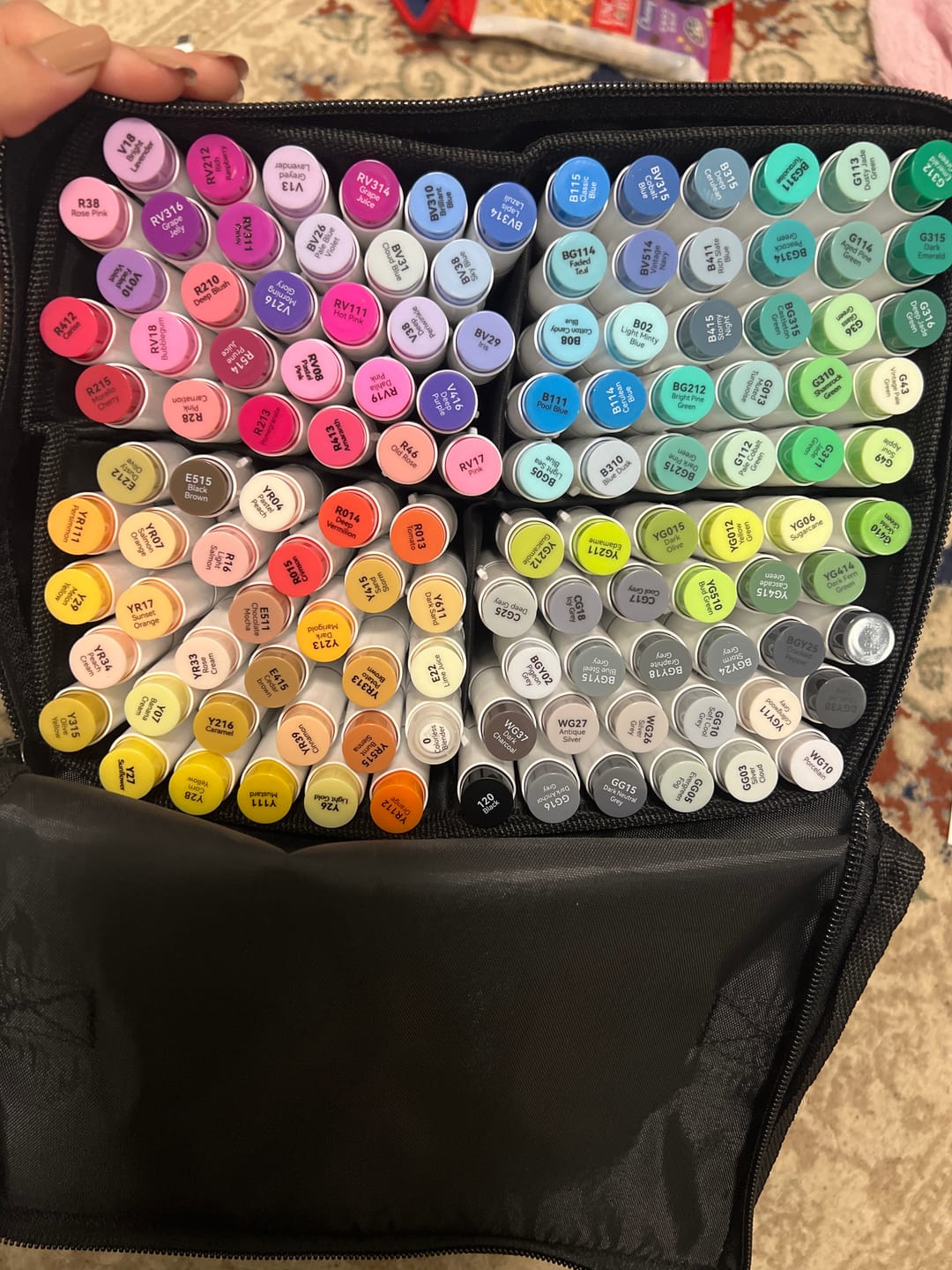 Customer photo review of Ohuhu Honolulu 120 Colors Dual Tips Alcohol Art Markers (New Color Codes)