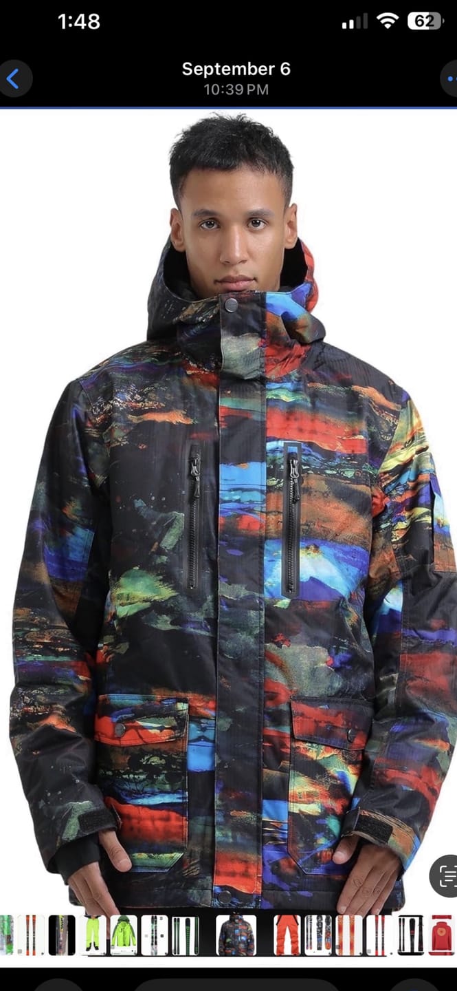 Customer photo review of Men's Rose Multi-Pocket Dual-Vent Waterproof Insulated Snow Jacket