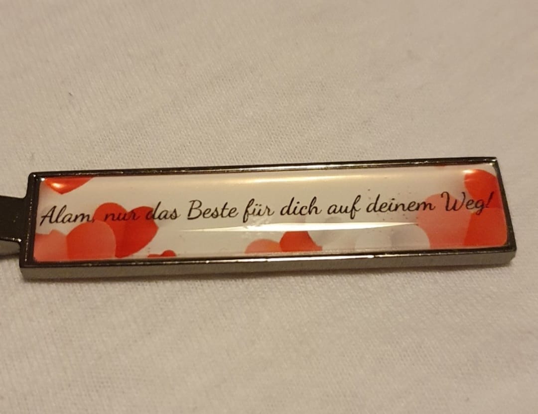 Customer photo review of Metall Schlüsselanhänger personalisiert mit Name, Text, Spruch und Foto