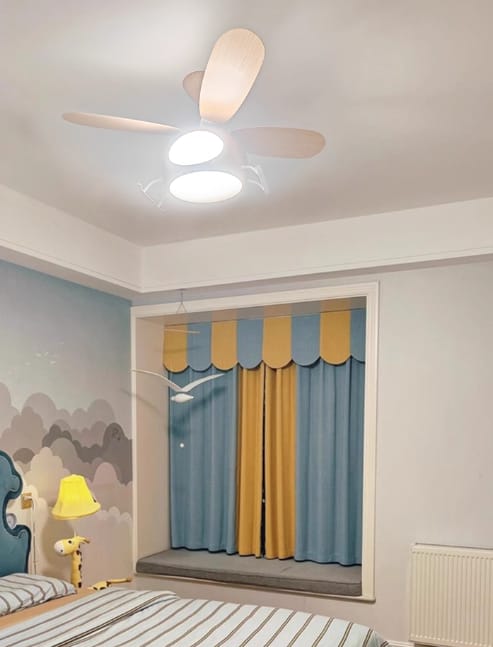 Customer photo review of Helicopter Ceiling Fan with Light, Wood Grain Finish, 70 cm