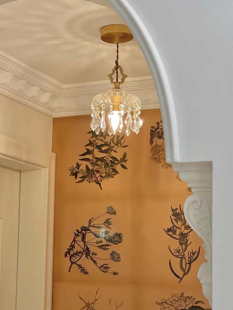 Customer photo review of Brass Pendant Light, Clear Glass Bowl, Crystal Drops, 150 cm Cable