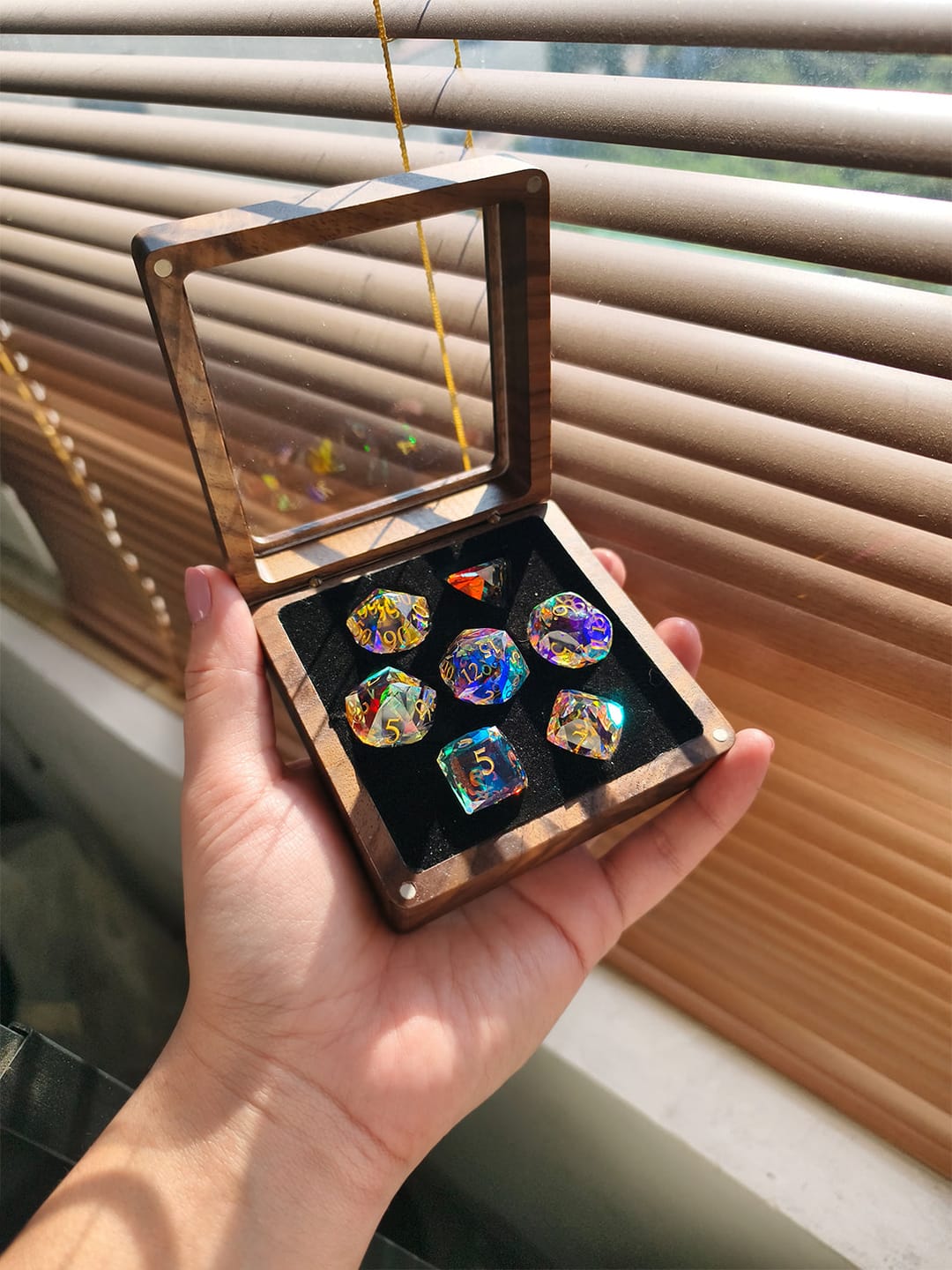Customer photo review of Diamond-Like Glass Dice Set