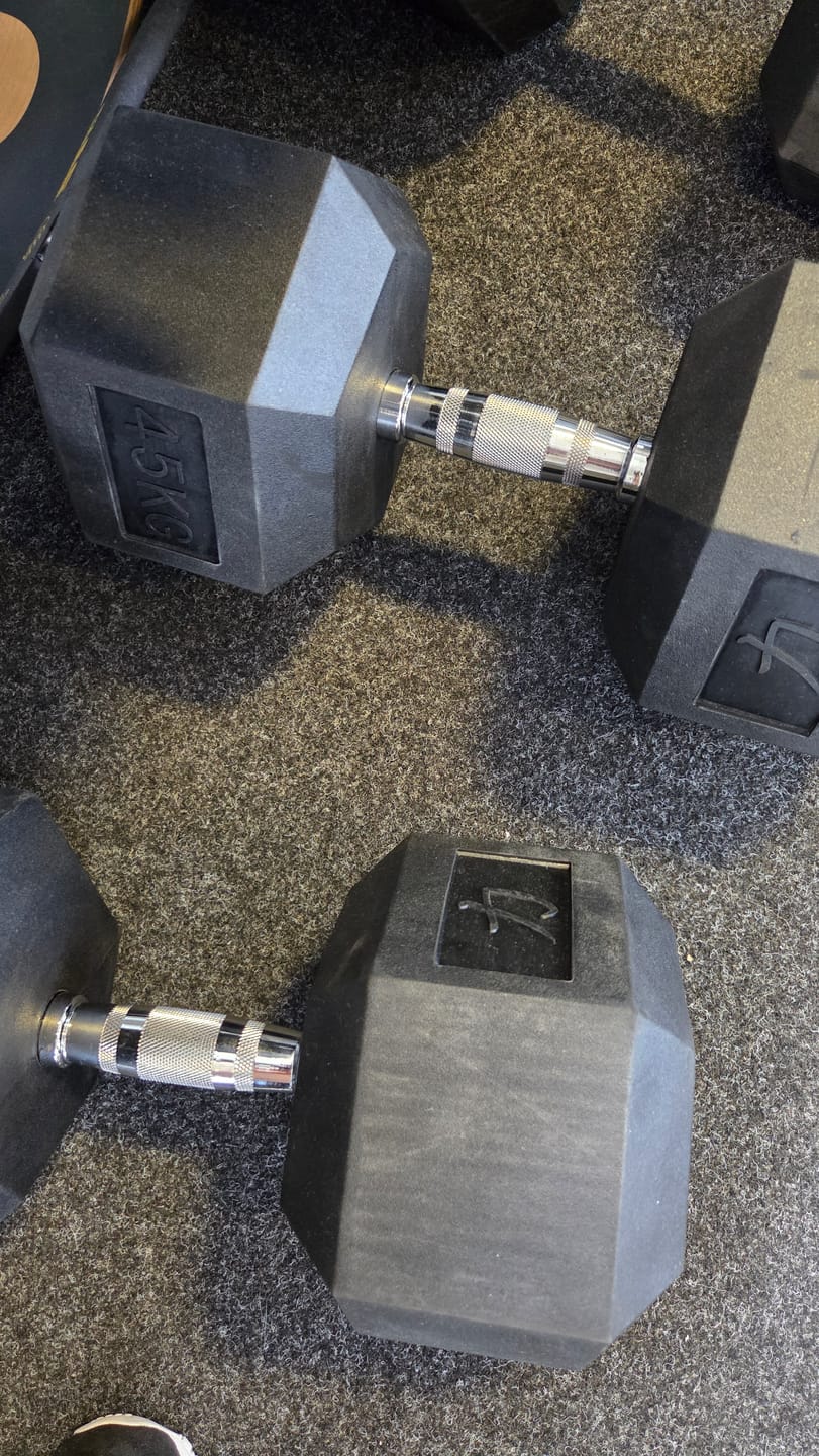 Customer photo review of Strength Shop Hex Dumbbells, 1-75kg / 100kg