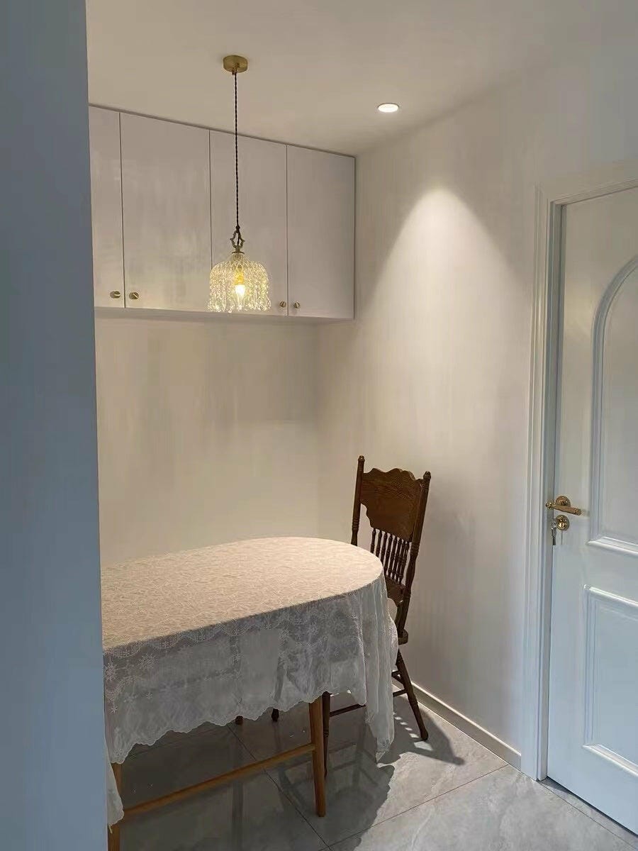 Customer photo review of Brass Pendant Light, Clear Glass Bowl, Crystal Drops, 150 cm Cable