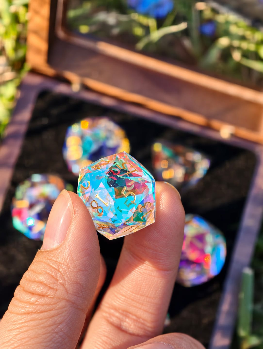 Customer photo review of Diamond-Like Glass Dice Set