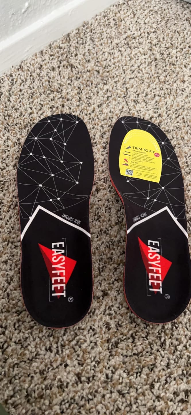 Customer photo review of EASYFEET Black Model - Firm Arch Support Insoles for Plantar Fasciitis Relief (High Arch)
