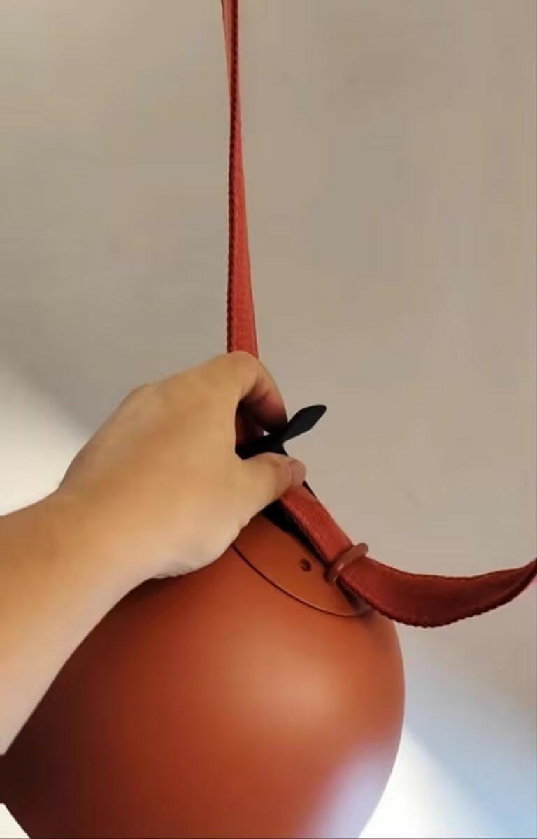 Customer photo review of Metal Dome Pendant Light, Fabric Wrapped Cord, Black or Orange