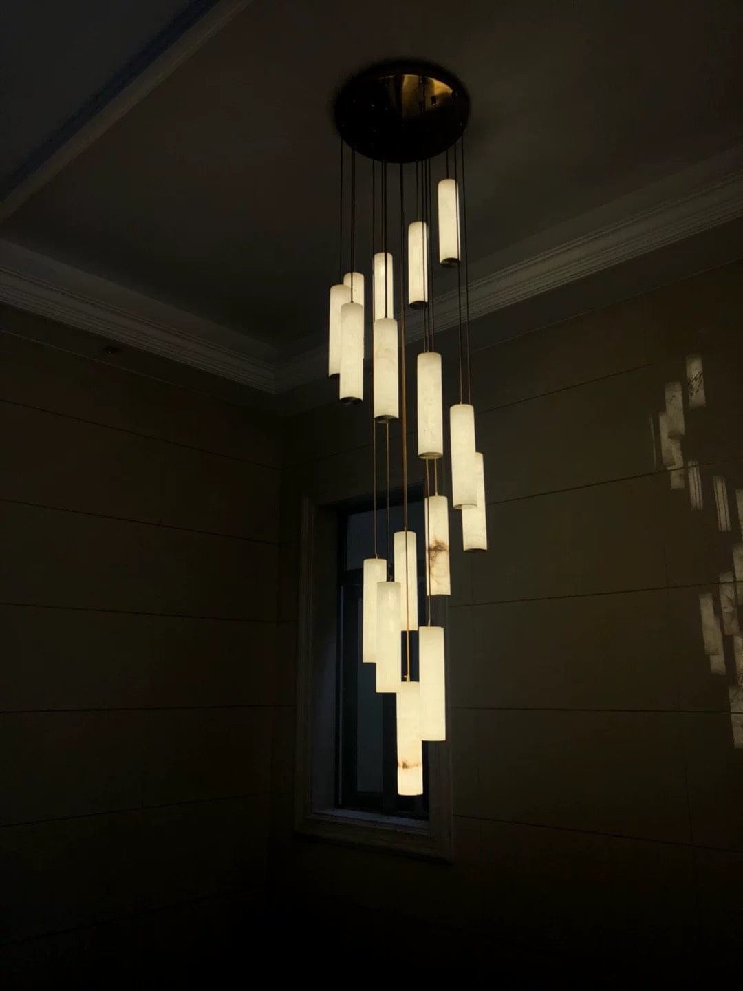 Customer photo review of Darlen Alabaster Modern Staircase Chandelier