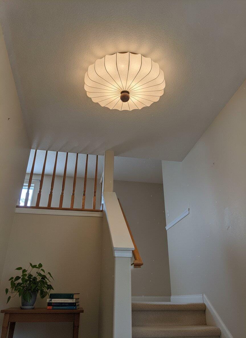 Customer photo review of Scalloped Fabric Ceiling Light, Flush Mount, Integrated LED
