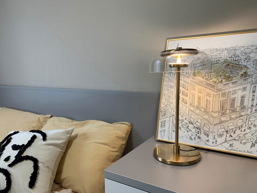 Customer photo review of Brass and Glass Table Lamp, Integrated LED, Plug In, 47 cm Tall