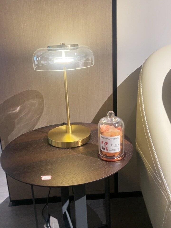 Customer photo review of Brass and Glass Table Lamp, Integrated LED, Plug In, 47 cm Tall
