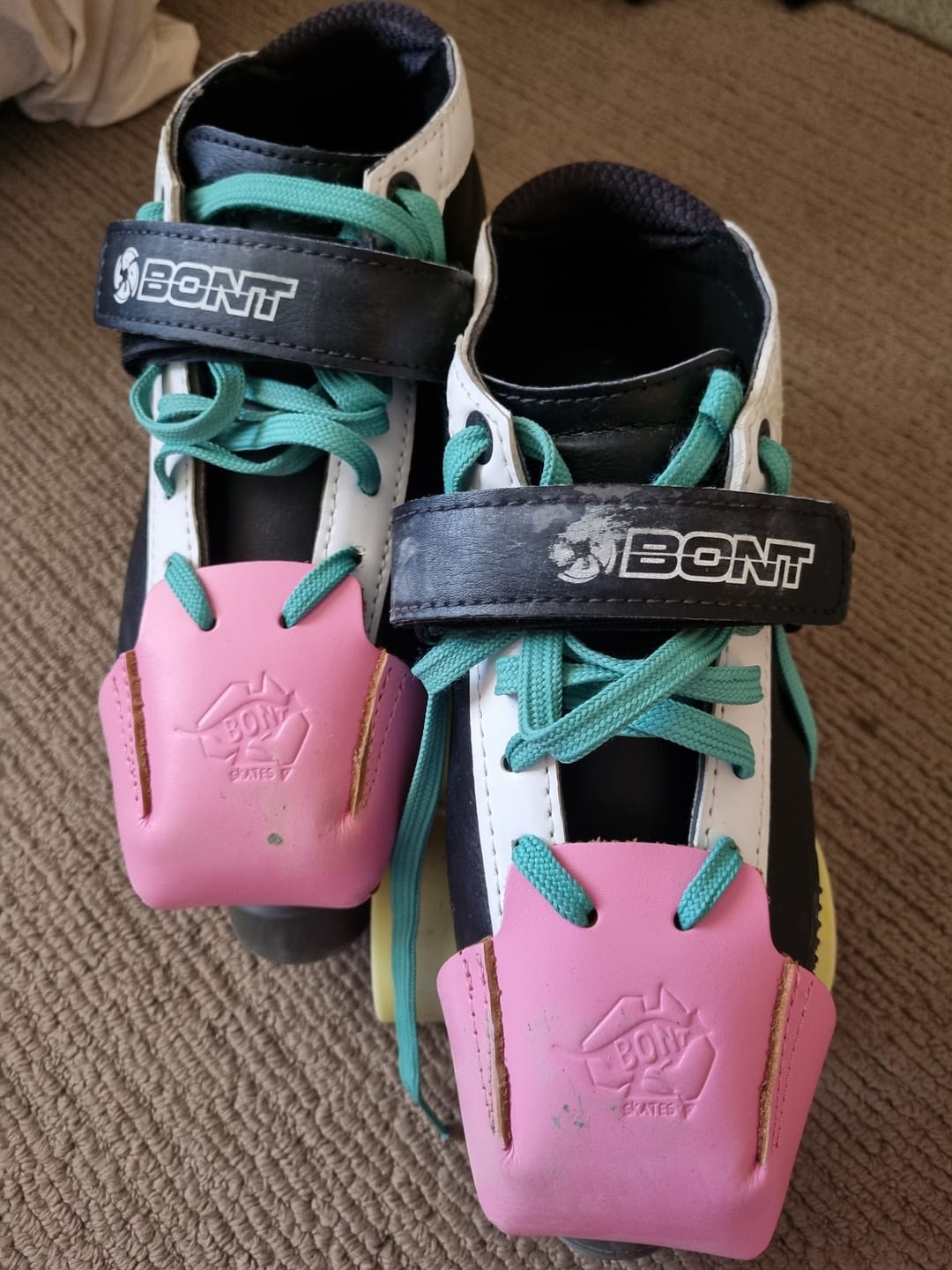 Customer photo review of Stitched Leather Roller Skate Toe Guards Protectors