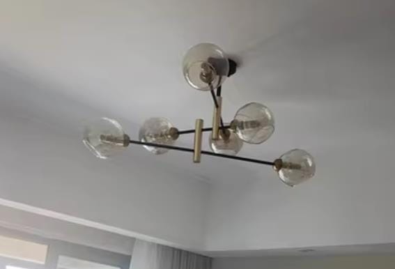 Customer photo review of Glass Globe Chandelier, Black and Gold Frame, 95 to 108 cm