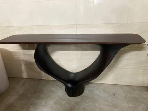 Customer photo review of Sculptural Solid Wood Console — Modern Art Entry Table