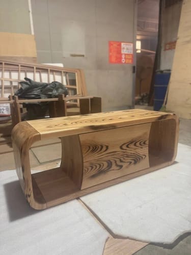 Customer photo review of Sculptural Solid Wood Console — Modern Art Entry Table