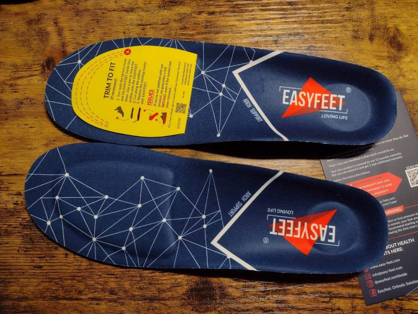 Customer photo review of EASYFEET Blue Model - Narrow Orthotic Insoles for All-Day Comfort (Medium Arch)