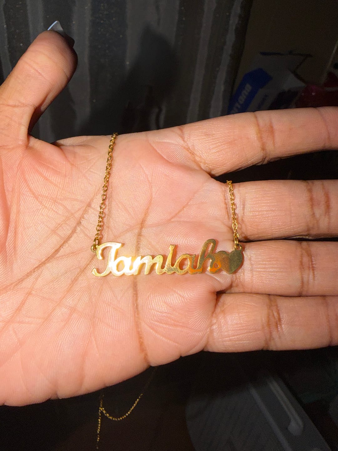 Customer photo review of Name Heart Necklace