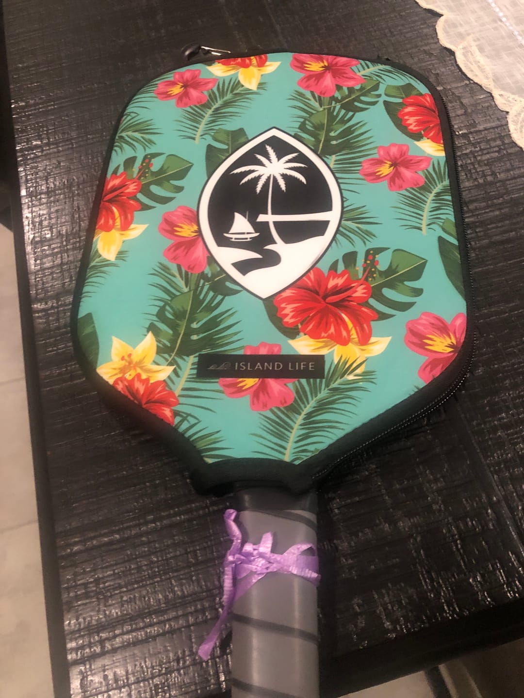 Customer photo review of Floral Guam Pickleball Paddle Cover