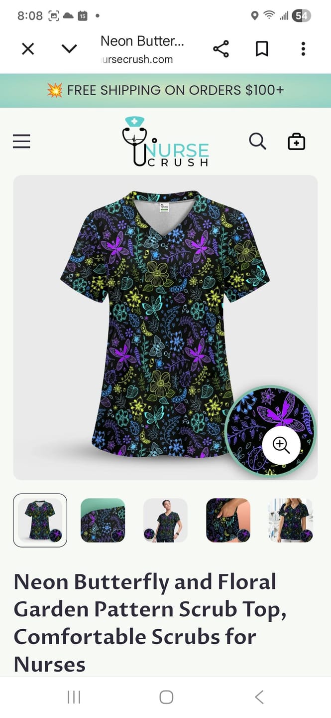 Customer photo review of Classic Floral Nurse Scrub Top