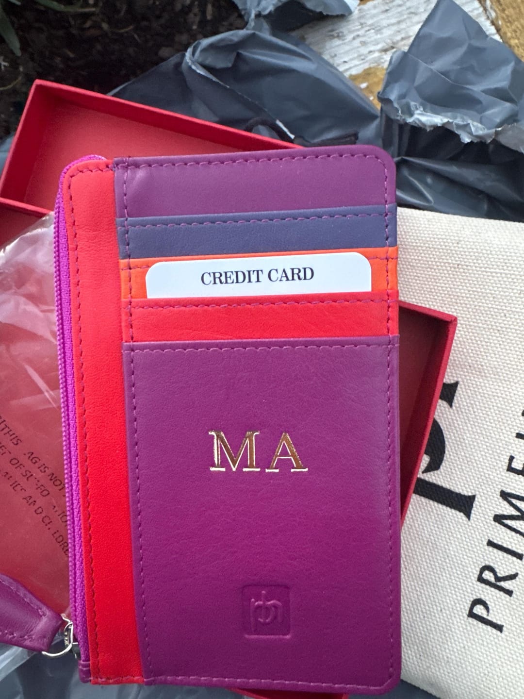 Customer photo review of Leather Card Holder Wallet Zipped Coin Purse
