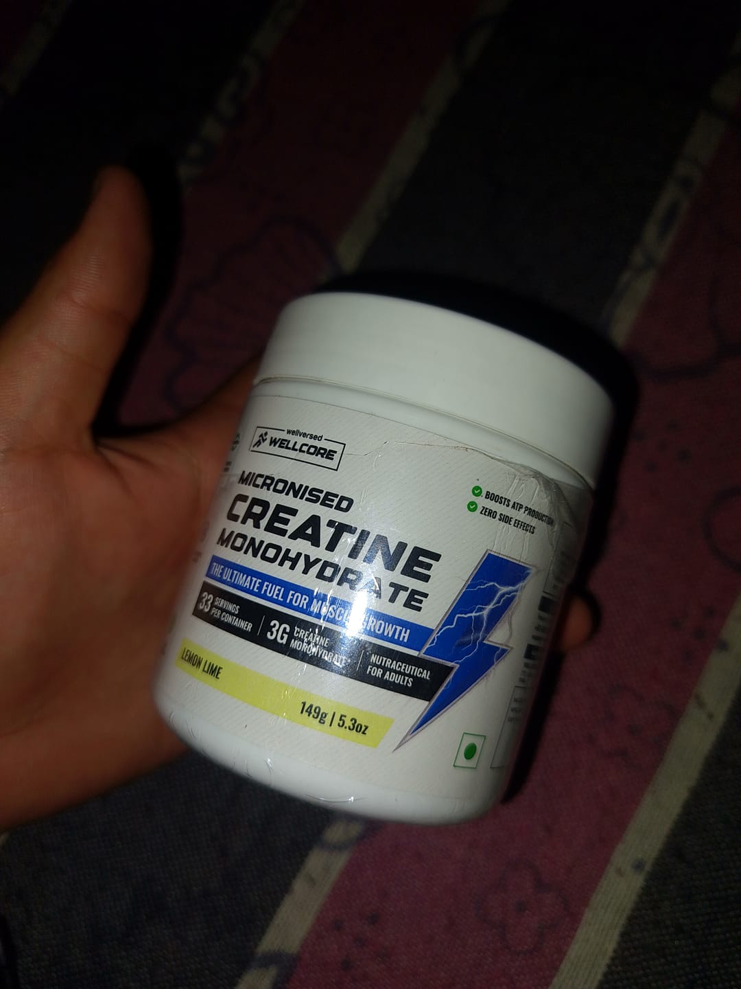 Customer photo review of Wellcore - Pure Micronised Creatine Monohydrate | Lemon Lime (149g, 33 servings)
