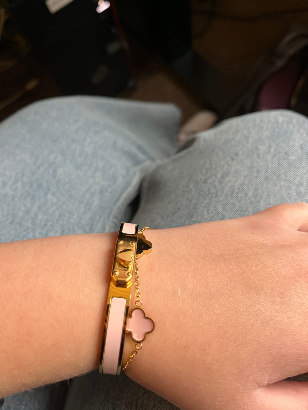 Customer photo review of Baby Pink Agapi Armreif