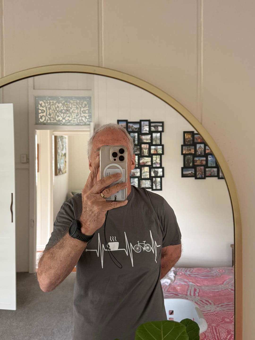 Customer photo review of Mens Bike coffee T Shirt AU