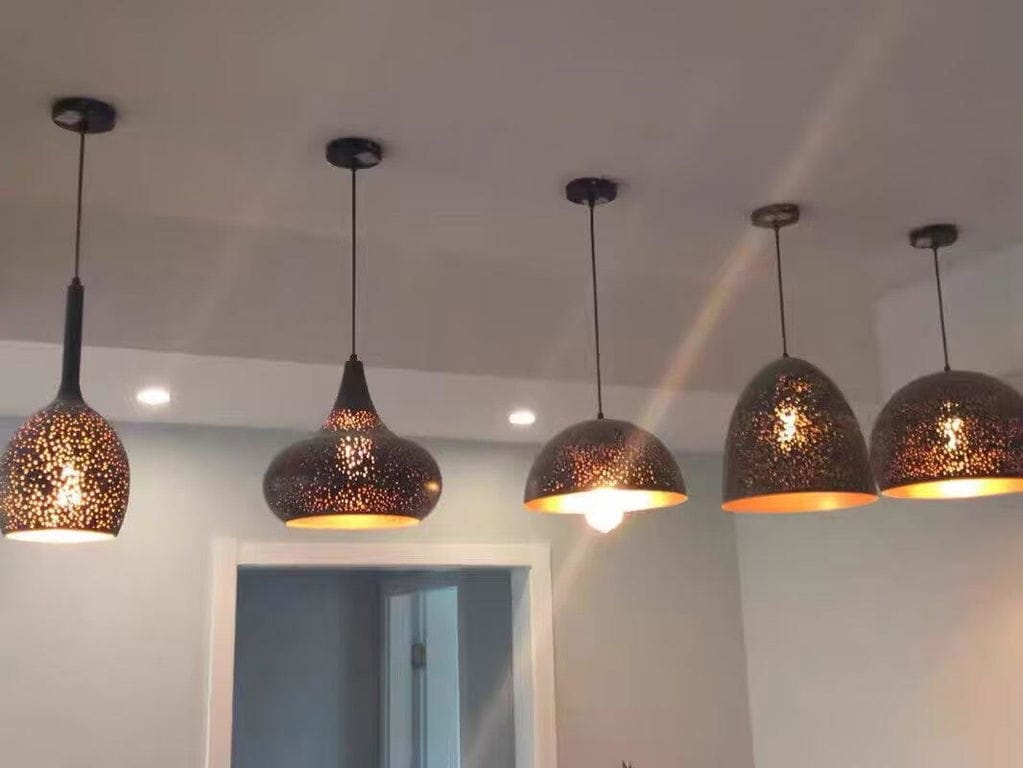 Customer photo review of Black and Gold Iron Pendant Light, Vintage Industrial Pendant Lamp