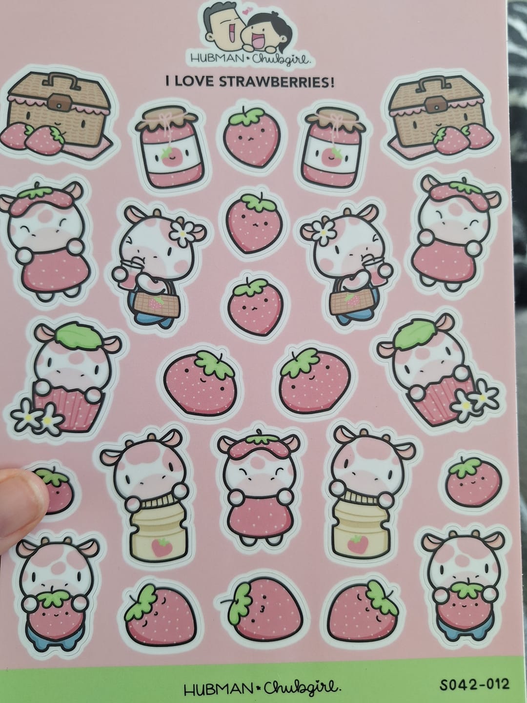 Customer photo review of I Love Strawberries Sticker Sheet
