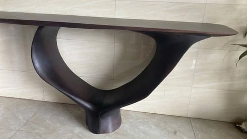 Customer photo review of Sculptural Solid Wood Console — Modern Art Entry Table