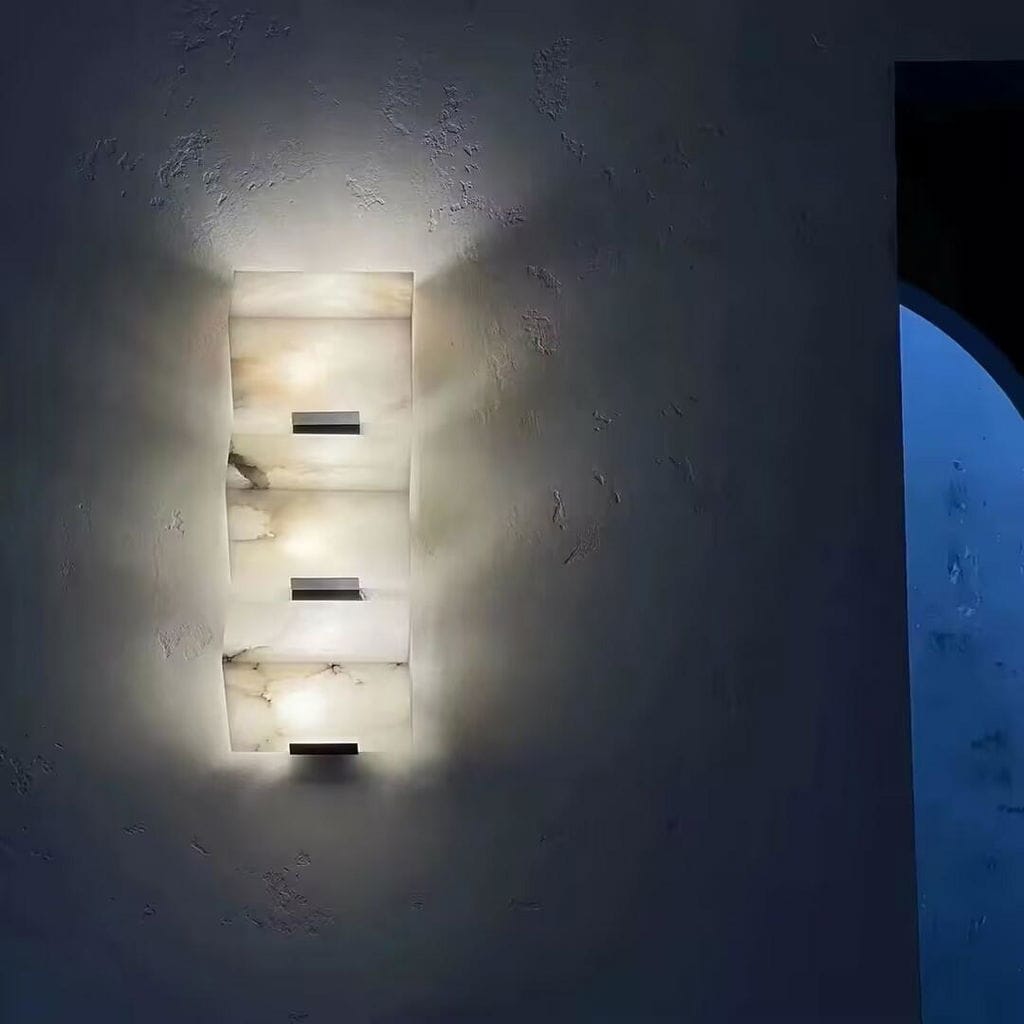 Customer photo review of Stepped White Alabaster Wall Light, Wall Sconce, LED