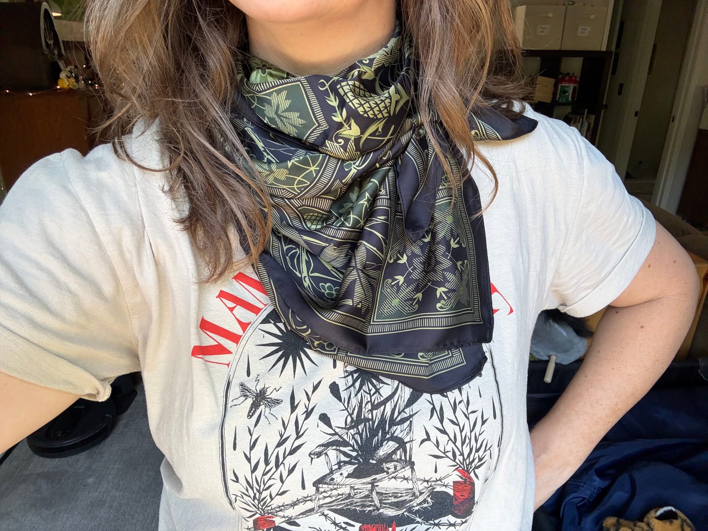 Customer photo review of Shrubbery Silky Scarf