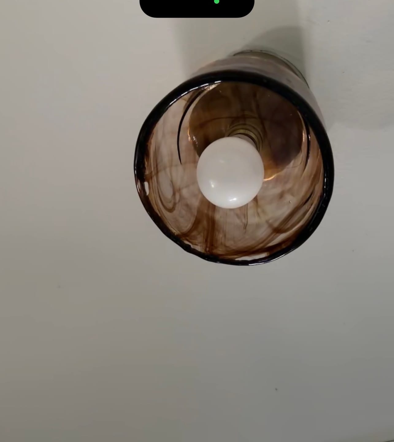 Customer photo review of Mini 1-Light Amber Swirl Glass Shade Semi Flush Mount