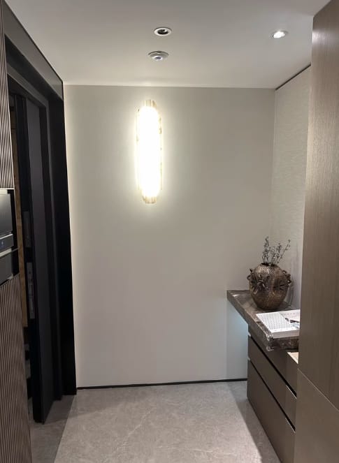 Customer photo review of Alabaster Wall Sconce, Stacked Discs, Wall Light, Integrated LED
