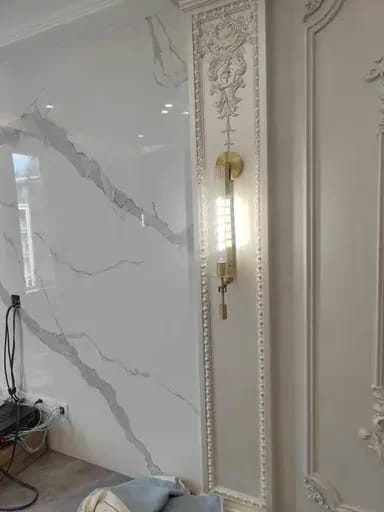 Customer photo review of Glass Wall Light, 65 cm Tall, Copper Frame, Wall Sconce