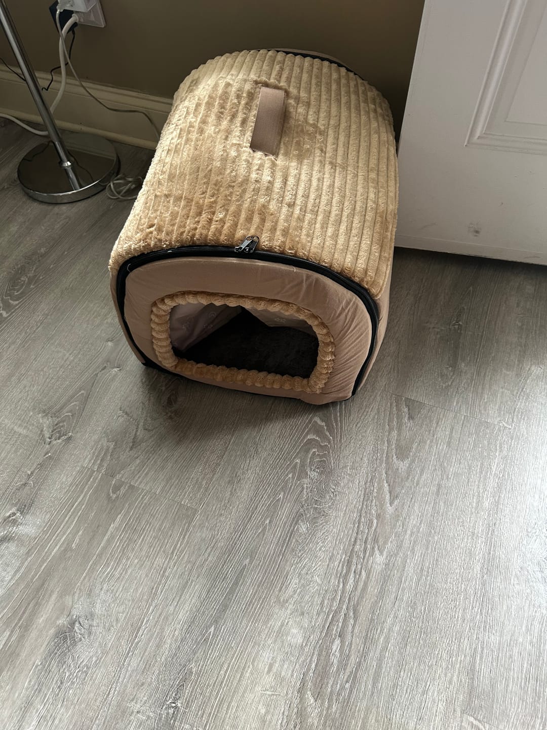 Customer photo review of Cozy Cottage Enclosed Dog Bed