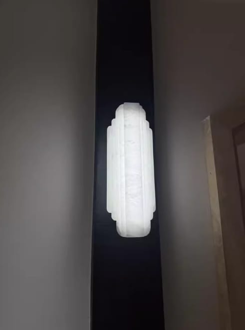 Customer photo review of Alabaster Wall Sconce, Stacked Discs, Wall Light, Integrated LED