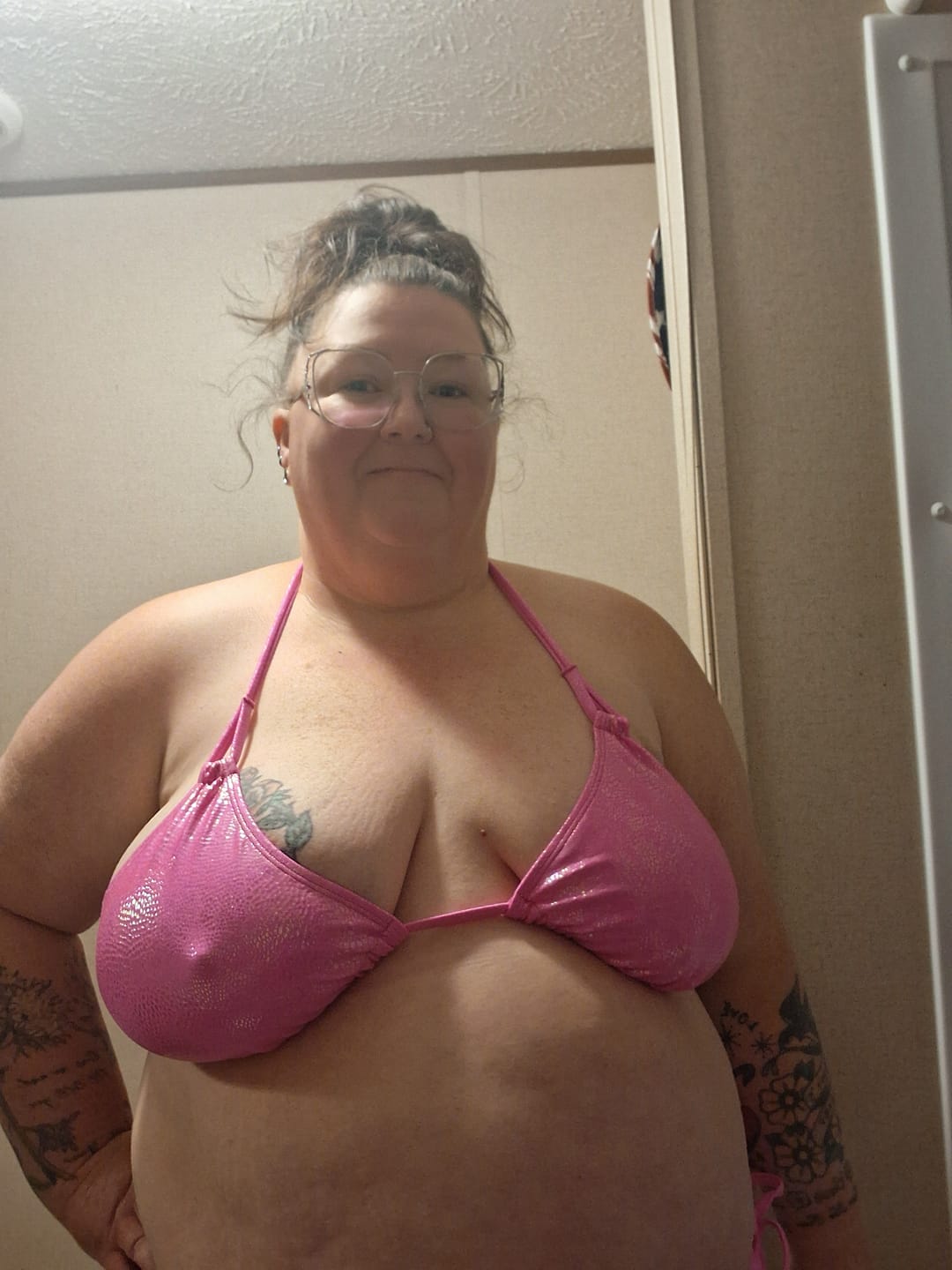 Customer photo review of Pink Margarita Triangle Bikini Top final sale