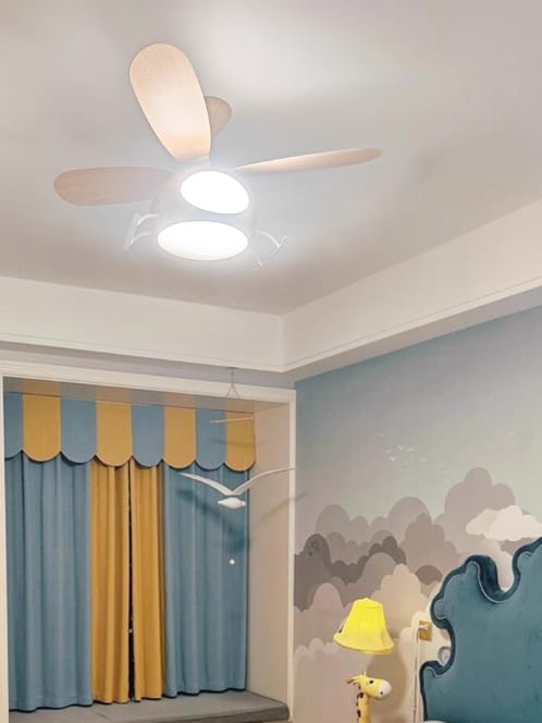 Customer photo review of Helicopter Ceiling Fan with Light, Wood Grain Finish, 70 cm